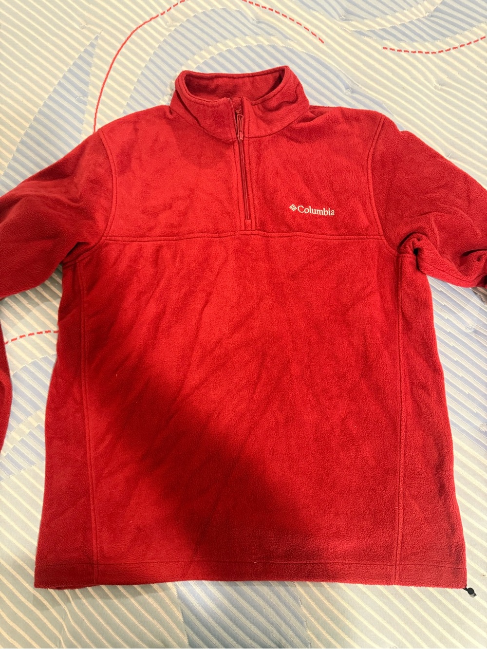 Columbia Men's Red Half-Zip Fleece Pullover